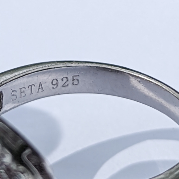 Vintage sterling silver circle ring rhinestone ring 925 - Picture 5 of 8